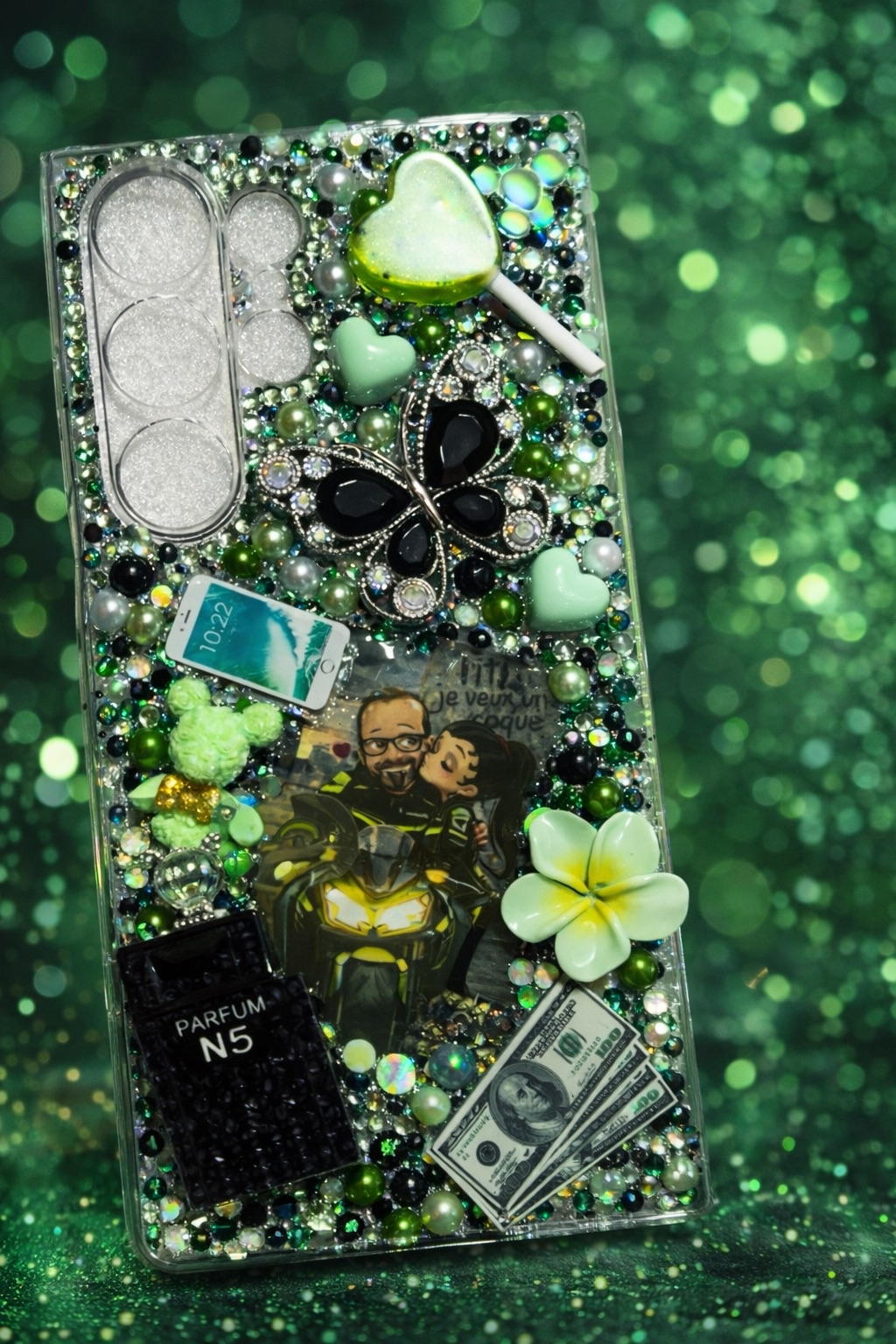 Coque résine full perle à perle photo incluse