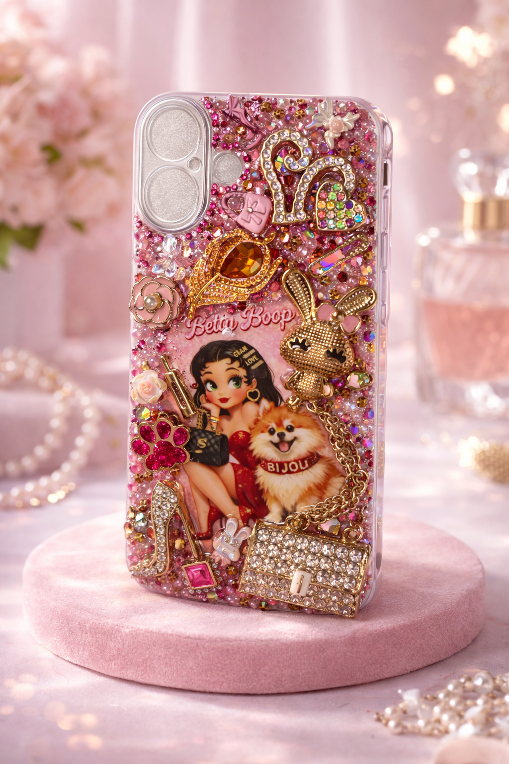 Coque résine full perle à perle photo incluse