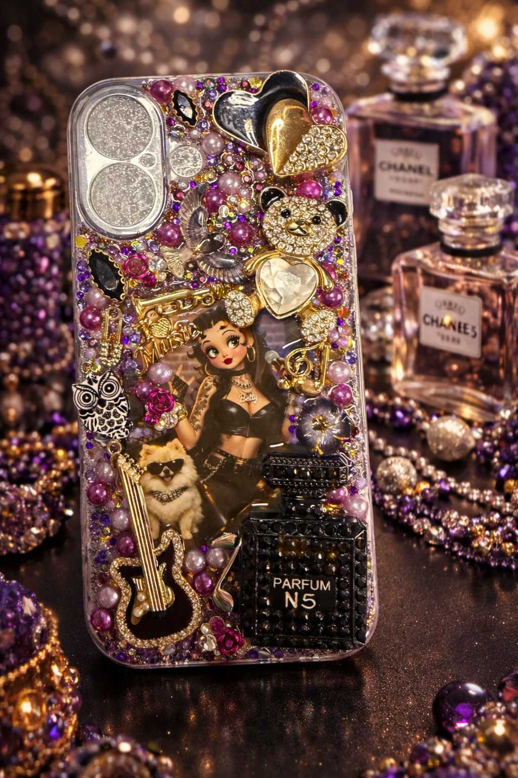 Coque résine full perle à perle photo incluse