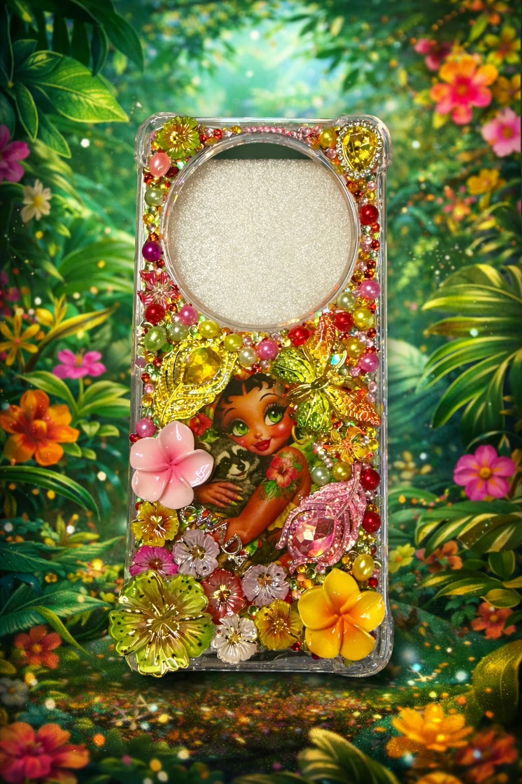 Coque résine full perle à perle photo incluse