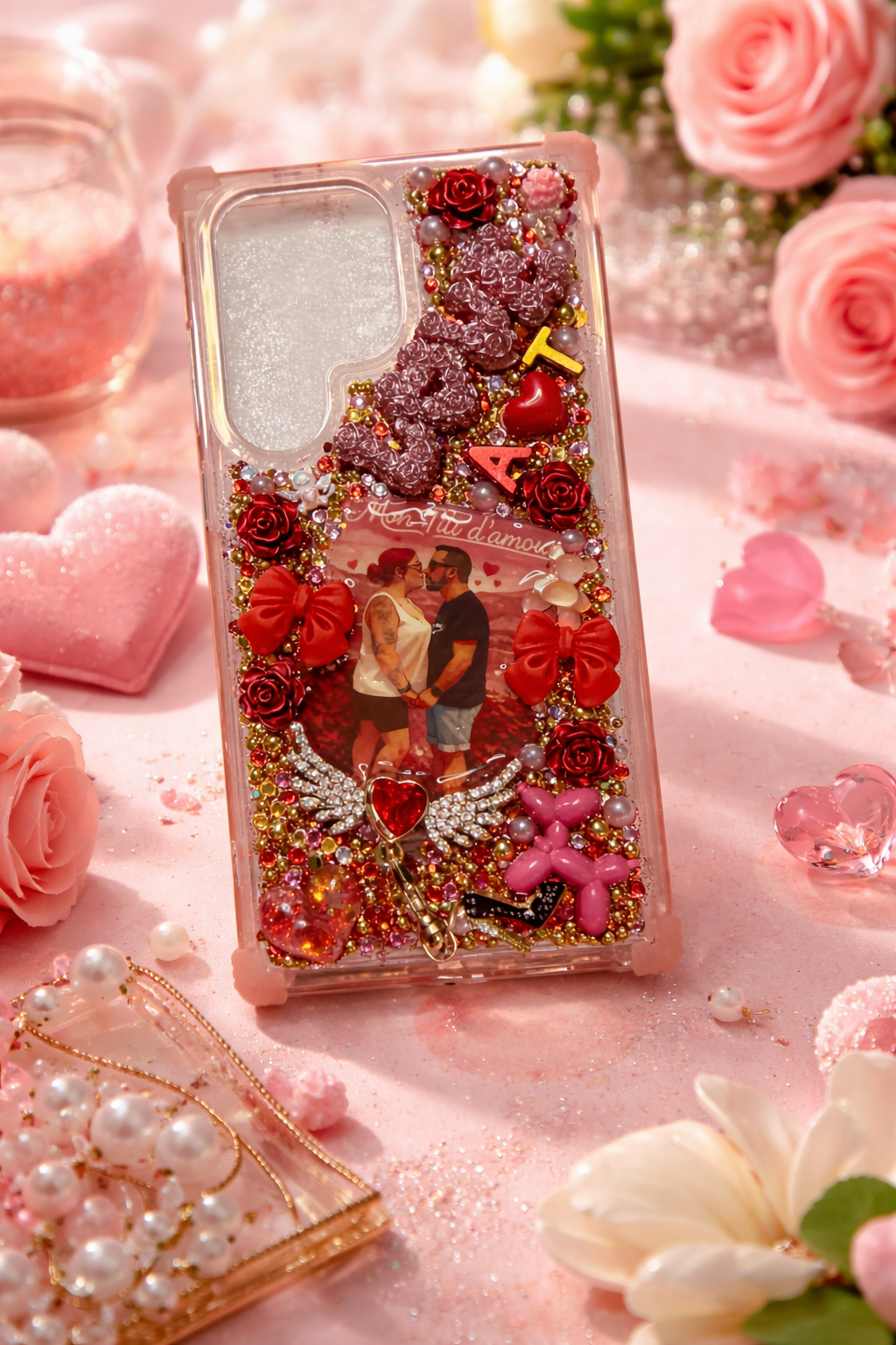 Coque résine full perle à perle photo incluse